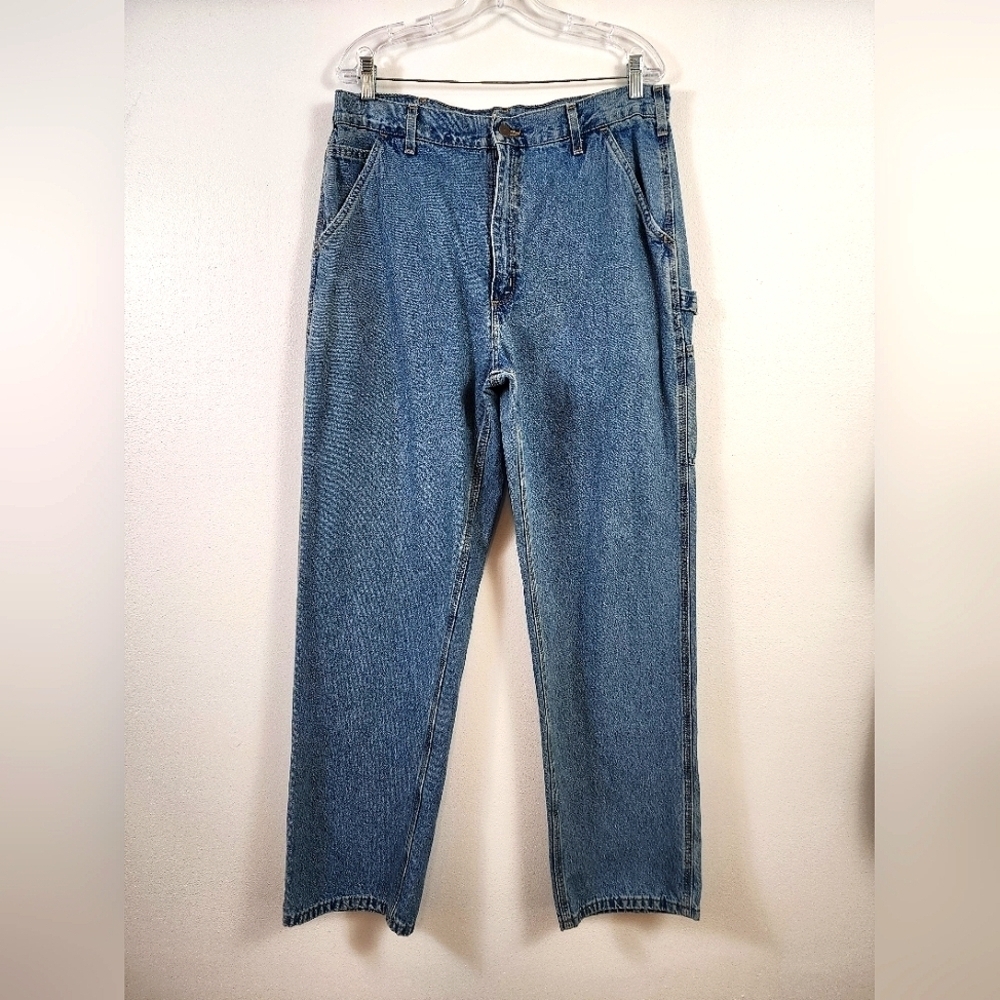 Carhartt Men's Relaxed Fit Carpenter Denim Blue Jeans Pants, sz 34x33